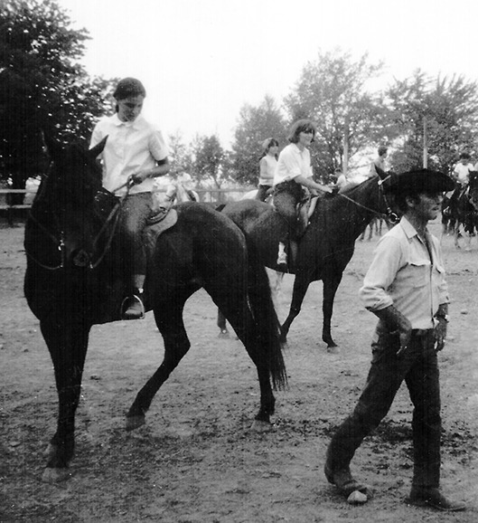 me riding Shadow, Reggie walking away