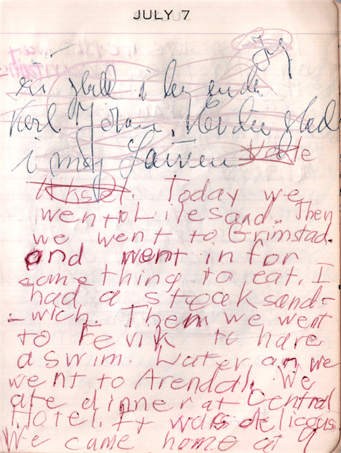 Aksel writes in my diary